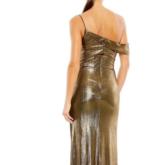 Mac Duggal Metallic Off the Shoulder Gown